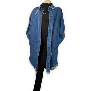 Oversized Denim Shirt Dress/ Jacket Made in Greece - Size: EU One